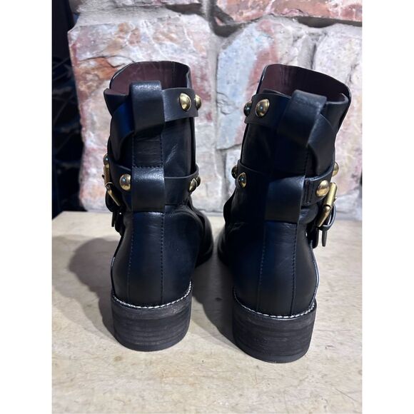 See by Chloe Studded Calf Skin Leather Ankle Booties Black Women's US Size 8 - Picture 6 of 12
